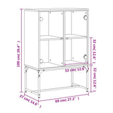 vidaXL Bijzetkast met glazen deuren 69x37x100 cm wit