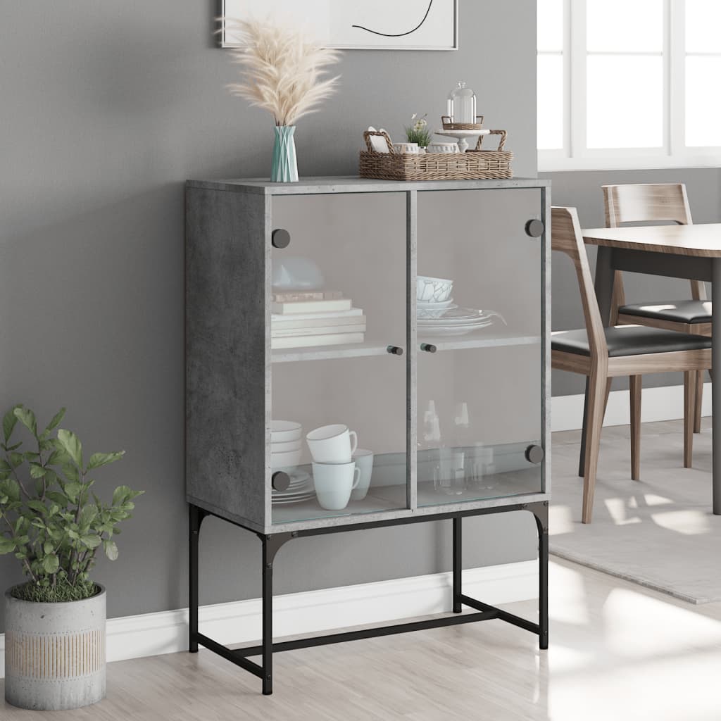 vidaXL Bijzetkast met glazen deuren 69x37x100 cm wit