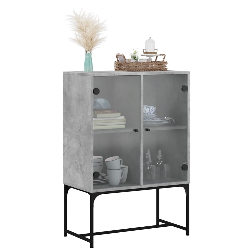 vidaXL Bijzetkast met glazen deuren 69x37x100 cm wit