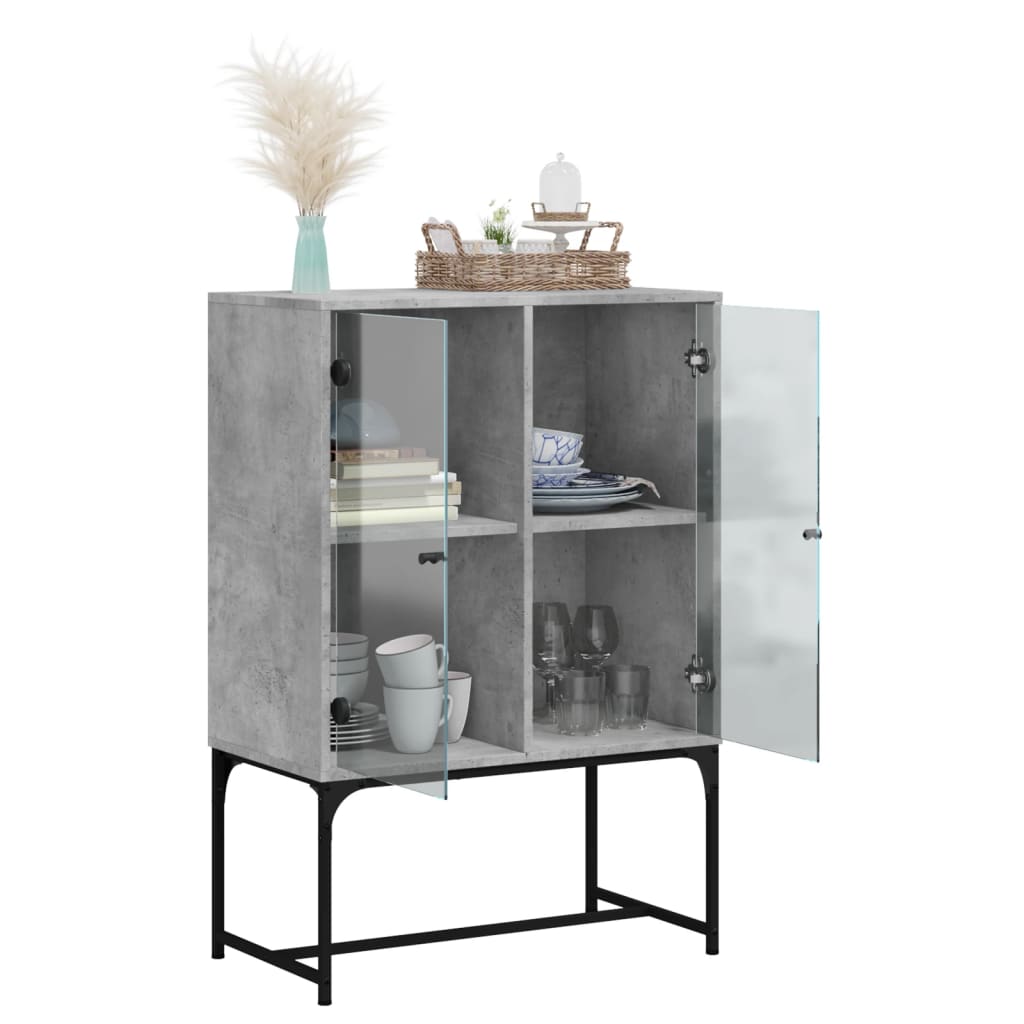 vidaXL Bijzetkast met glazen deuren 69x37x100 cm wit