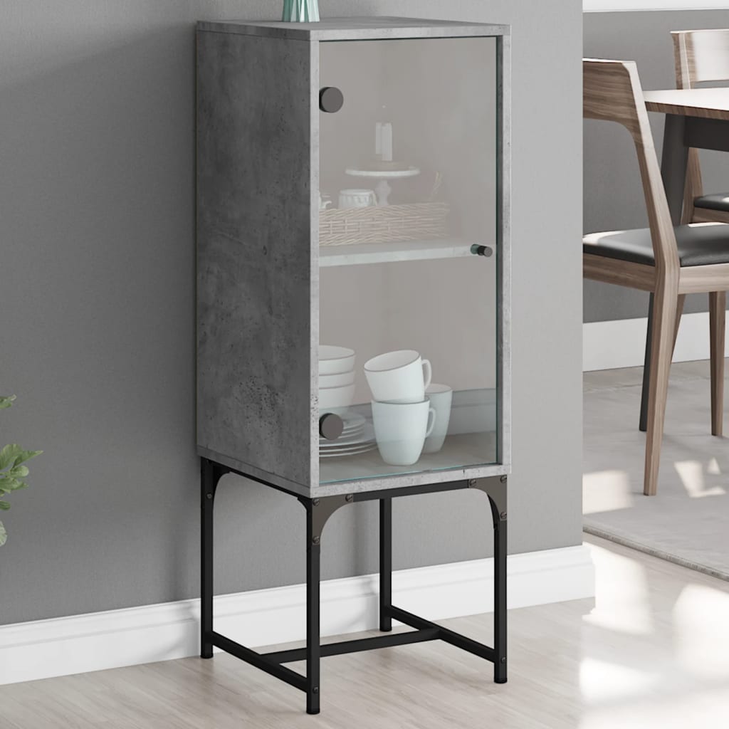 vidaXL Bijzetkast met glazen deur 35x37x100 cm wit