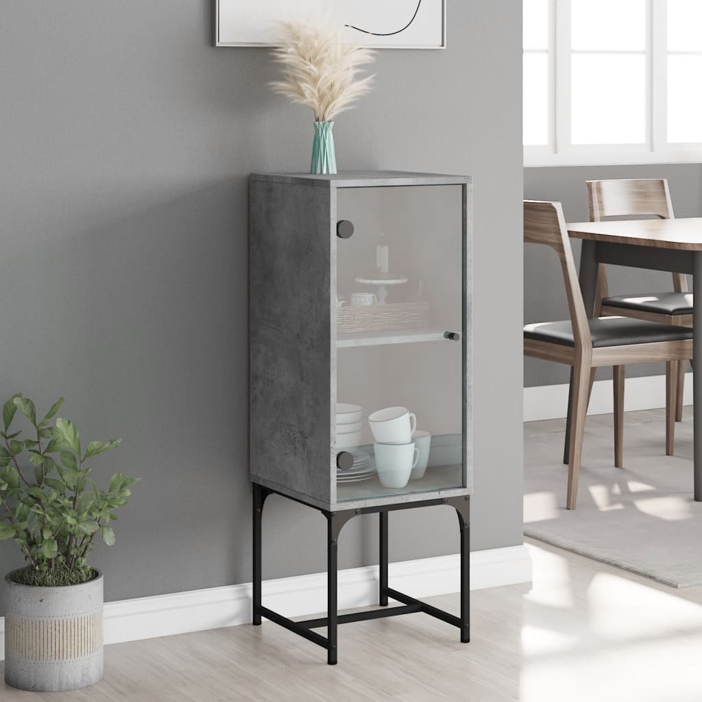 vidaXL Bijzetkast met glazen deur 35x37x100 cm wit