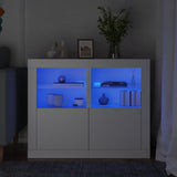 vidaXL Bijzetkast met LED-verlichting bewerkt hout wit