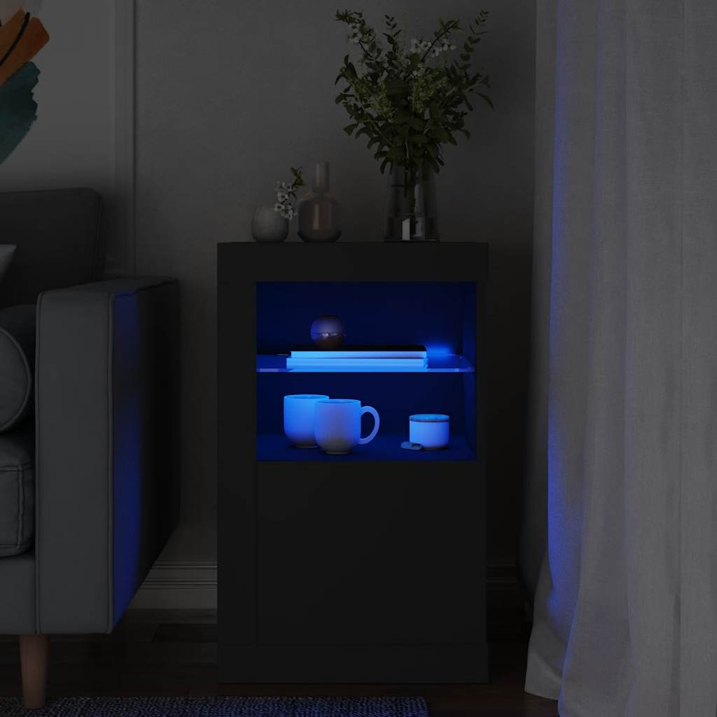 vidaXL Bijzetkast met LED-verlichting bewerkt hout wit