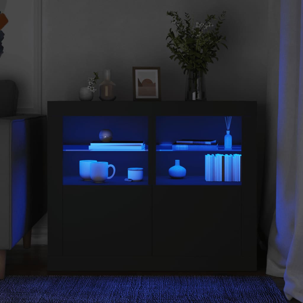 vidaXL Bijzetkast met LED-verlichting bewerkt hout wit