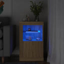vidaXL Bijzetkast met LED-verlichting bewerkt hout wit