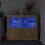 vidaXL Bijzetkast met LED-verlichting bewerkt hout wit