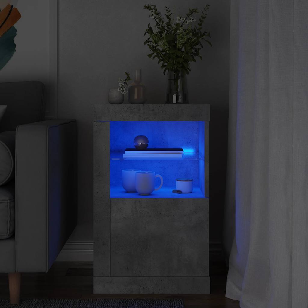 vidaXL Bijzetkast met LED-verlichting bewerkt hout wit