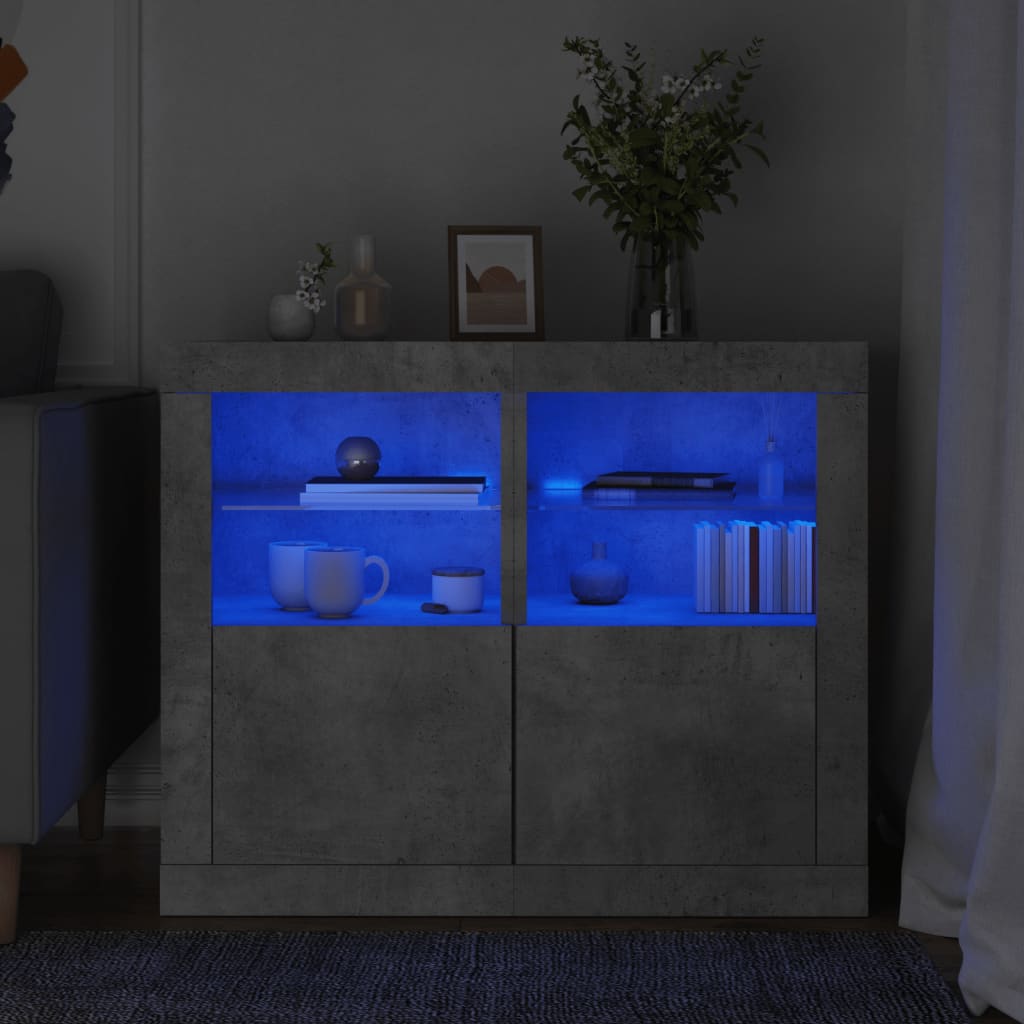 vidaXL Bijzetkast met LED-verlichting bewerkt hout wit