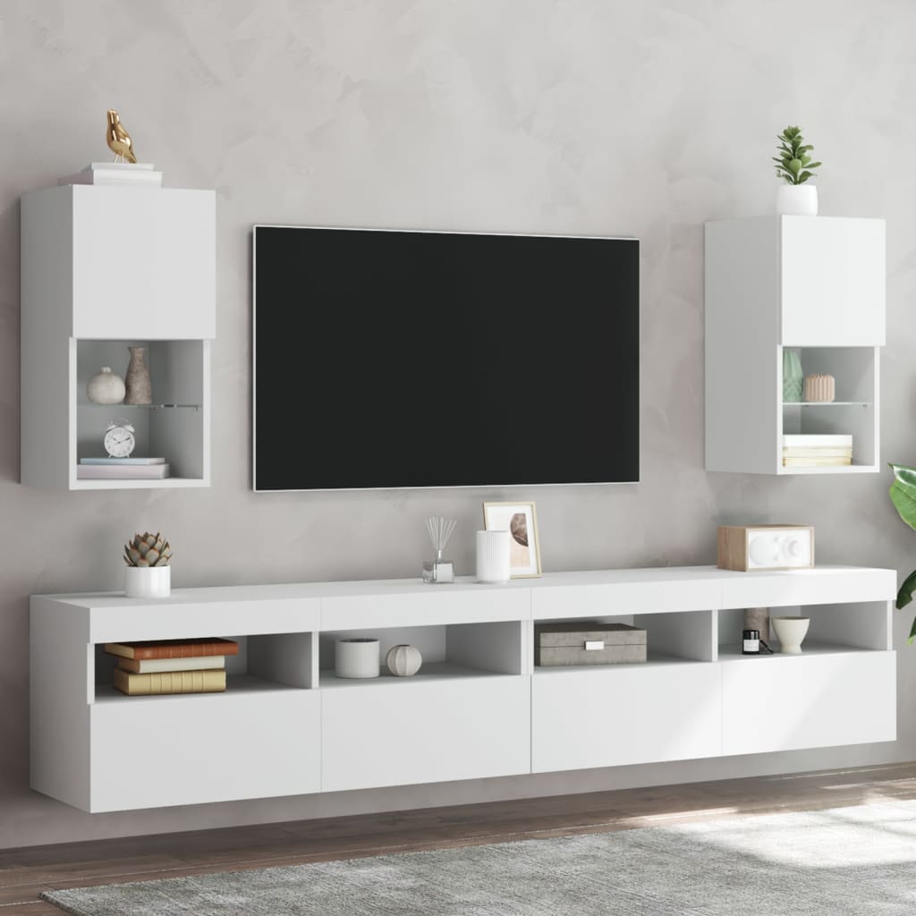 vidaXL TV Cabinets 2 pcs with LED lighting 30.5x30x60 cm white