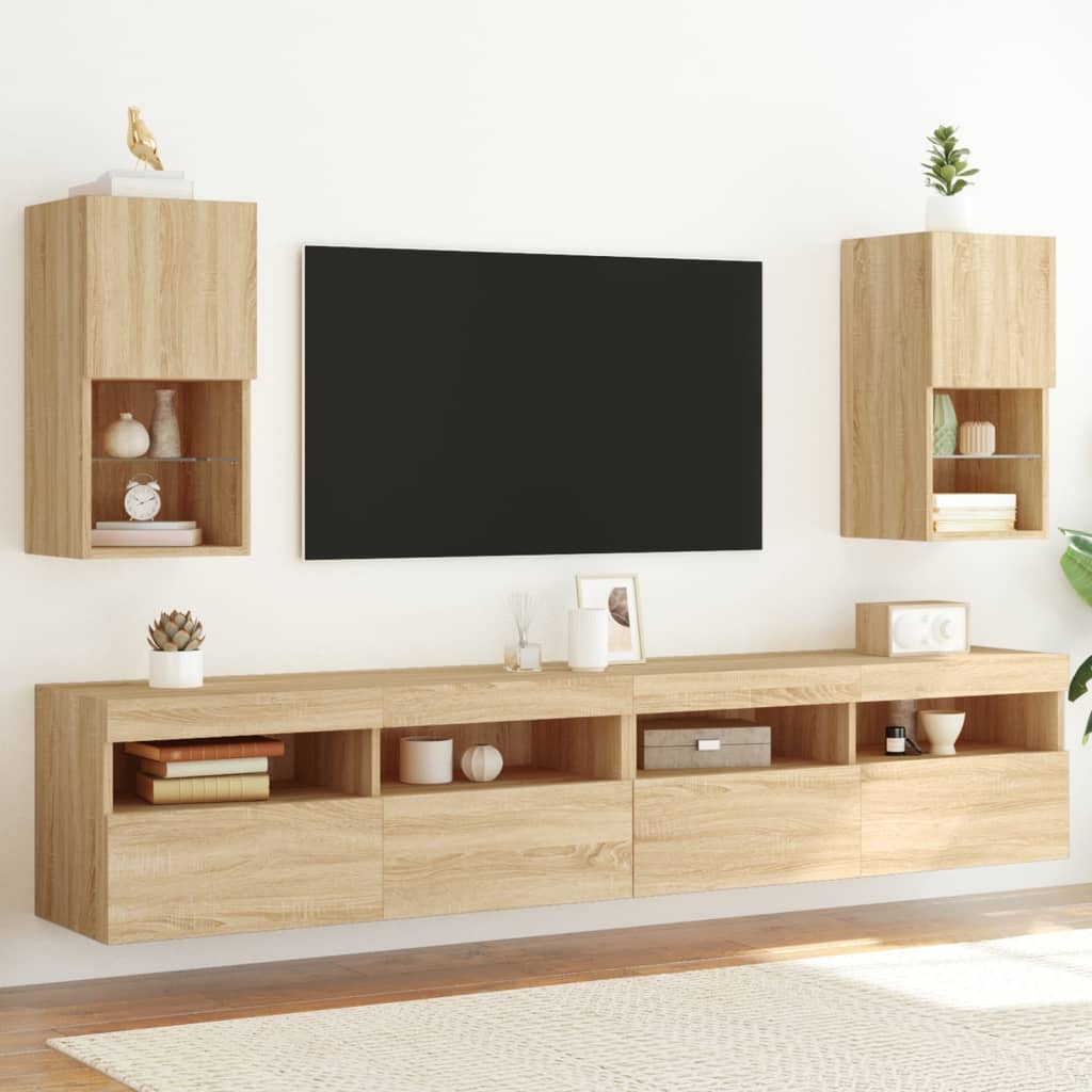 vidaXL TV Cabinets 2 pcs with LED lighting 30.5x30x60 cm white