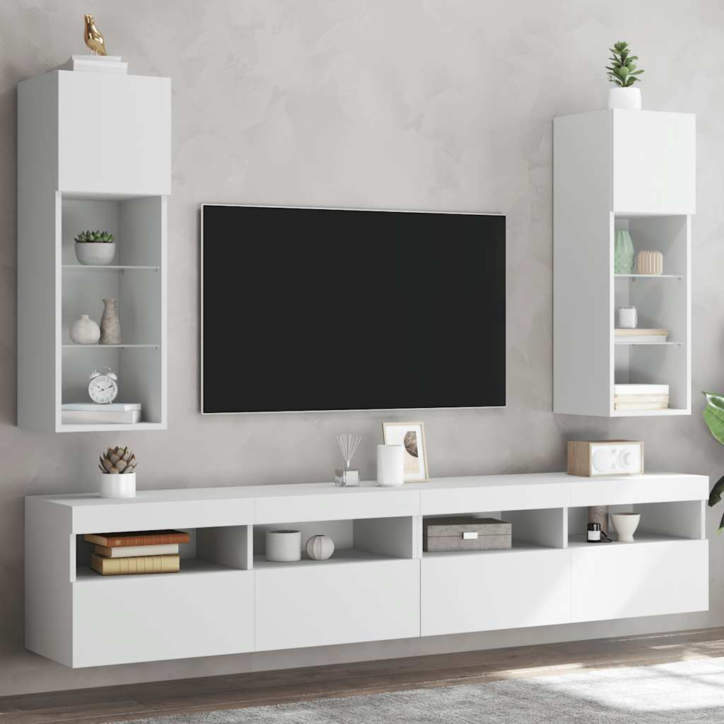 vidaXL TV Cabinets 2 pcs with LED lighting 30.5x30x60 cm white