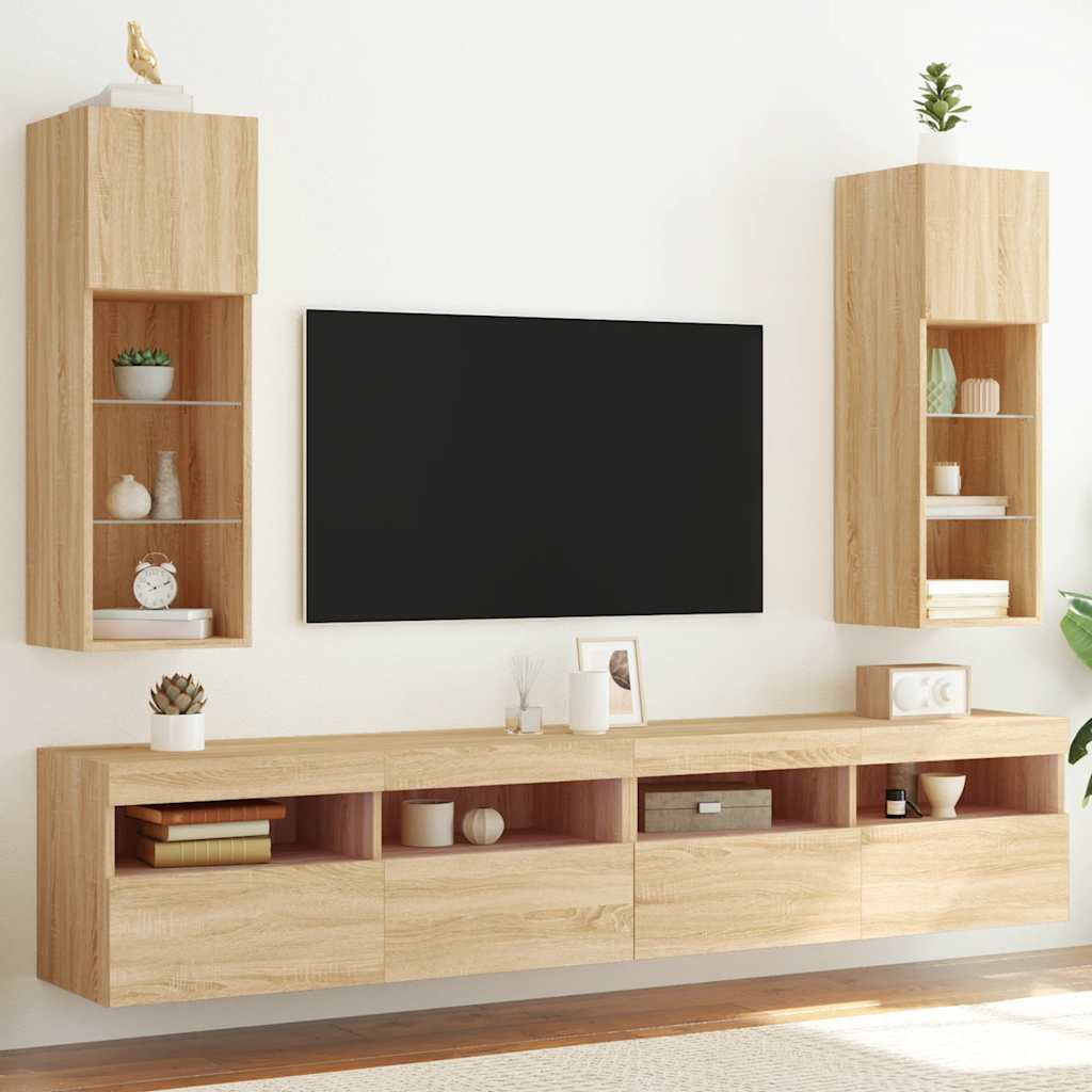 vidaXL TV Cabinets 2 pcs with LED lighting 30.5x30x60 cm white