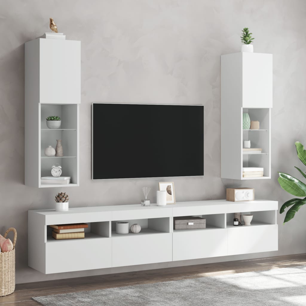vidaXL TV Cabinets 2 pcs with LED lighting 30.5x30x60 cm white