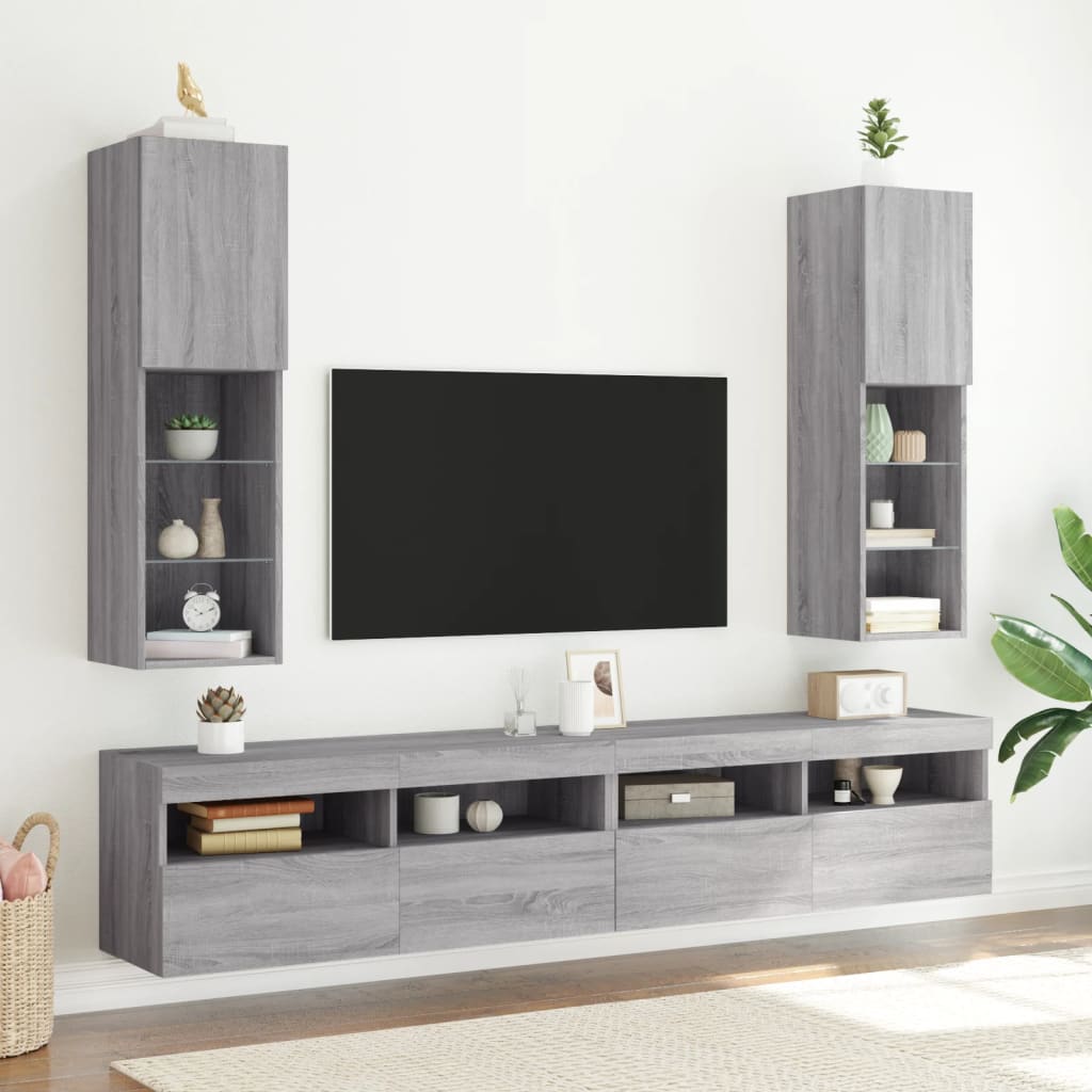 vidaXL TV Cabinets 2 pcs with LED lighting 30.5x30x60 cm white
