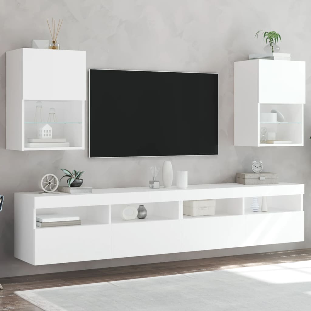 vidaXL TV Cabinets 2 pcs with LED lighting 30.5x30x60 cm white