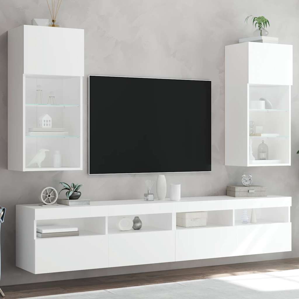 vidaXL TV Cabinets 2 pcs with LED lighting 30.5x30x60 cm white