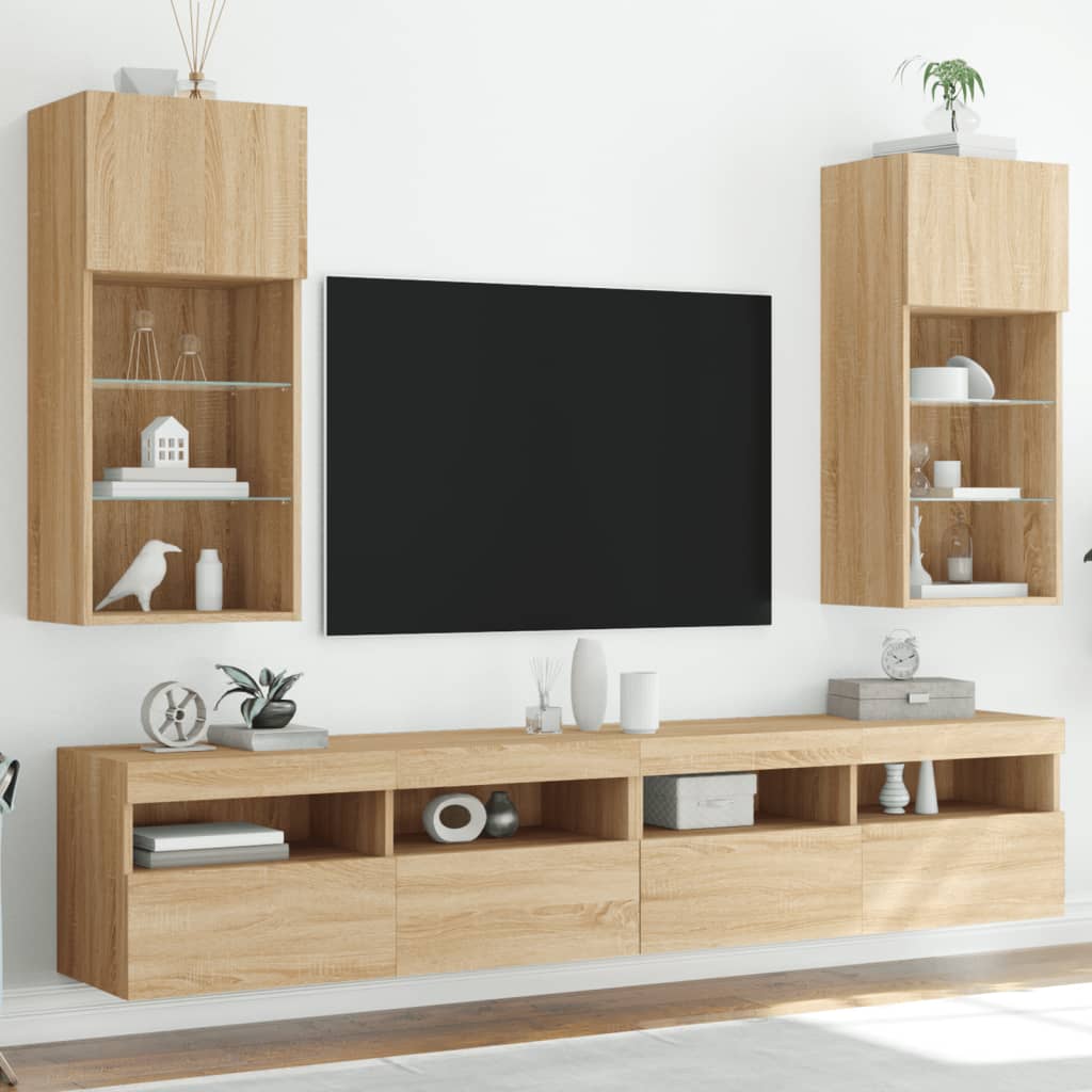 vidaXL TV Cabinets 2 pcs with LED lighting 30.5x30x60 cm white
