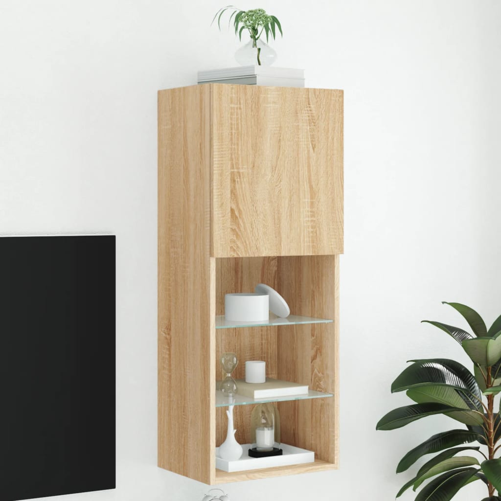 vidaXL TV Cabinets 2 pcs with LED lighting 30.5x30x60 cm white