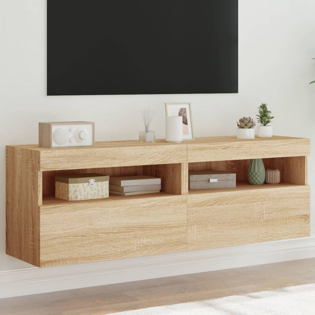 vidaXL Tv-wandmeubel met LED-verlichting 40x30x40 cm bruin eikenkleur