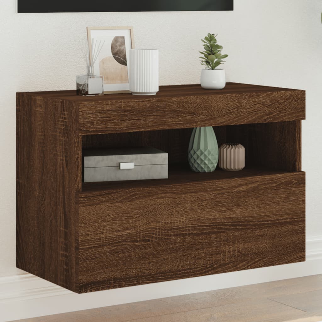 vidaXL Tv-wandmeubel met LED-verlichting 40x30x40 cm bruin eikenkleur