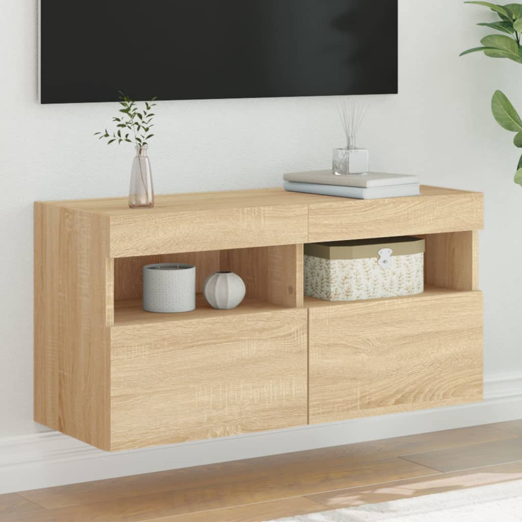 vidaXL Tv-wandmeubel met LED-verlichting 40x30x40 cm bruin eikenkleur