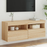 vidaXL Tv-wandmeubel met LED-verlichting 40x30x40 cm bruin eikenkleur