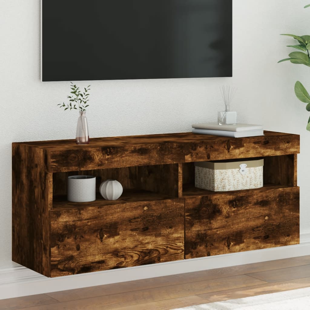 vidaXL Tv-wandmeubel met LED-verlichting 40x30x40 cm bruin eikenkleur