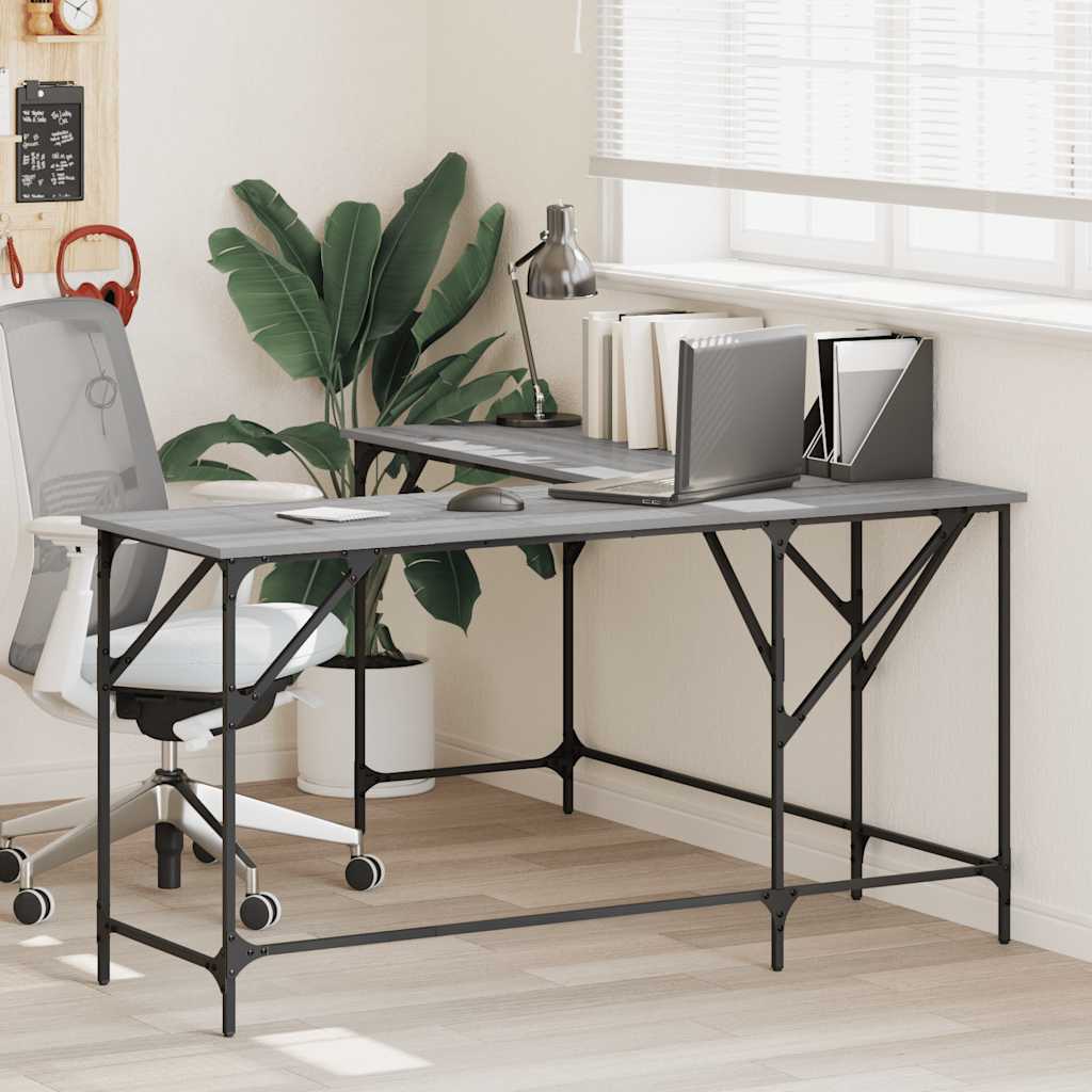 vidaXL Bureau 149x149x75 cm bewerkt hout zwart