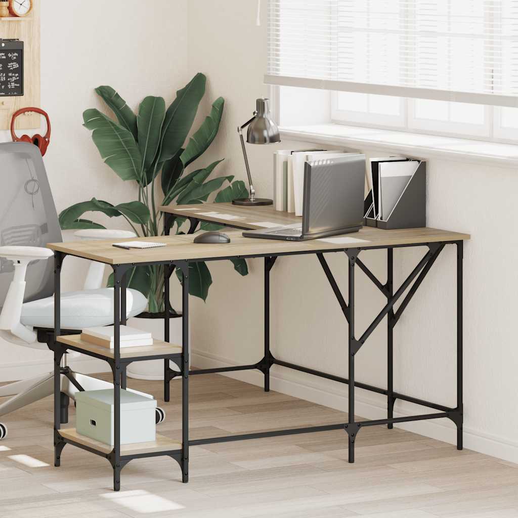 vidaXL Desk 139x139x75 cm engineered wood black