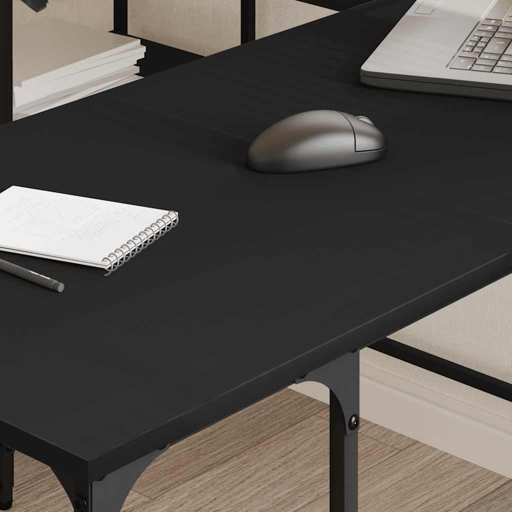 vidaXL Bureau 139x139x75 cm bewerkt hout zwart