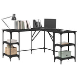 vidaXL Bureau 139x139x75 cm bewerkt hout zwart