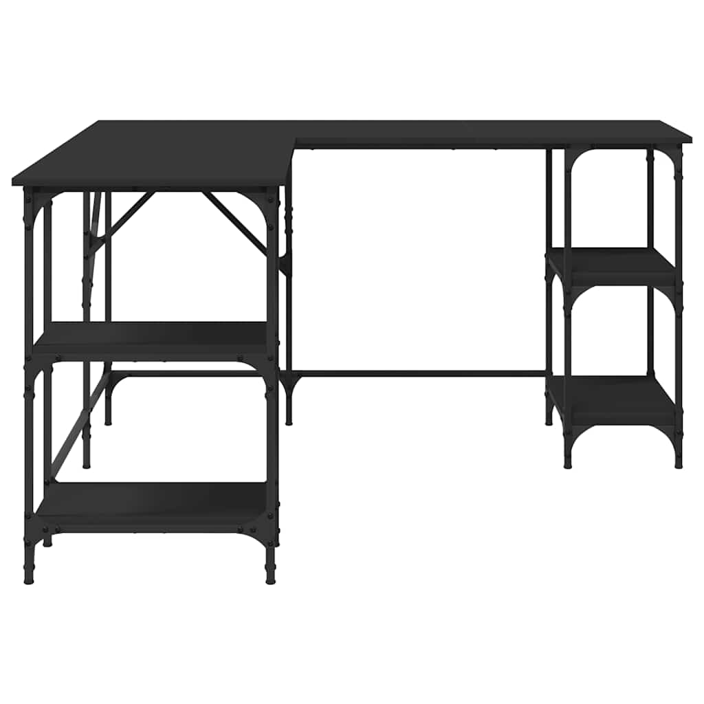vidaXL Bureau 139x139x75 cm bewerkt hout zwart