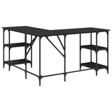 vidaXL Bureau 139x139x75 cm bewerkt hout zwart