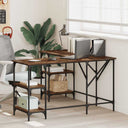 vidaXL Bureau 139x139x75 cm bewerkt hout zwart