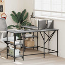 vidaXL Bureau 139x139x75 cm bewerkt hout zwart