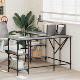 vidaXL Bureau 139x139x75 cm bewerkt hout zwart