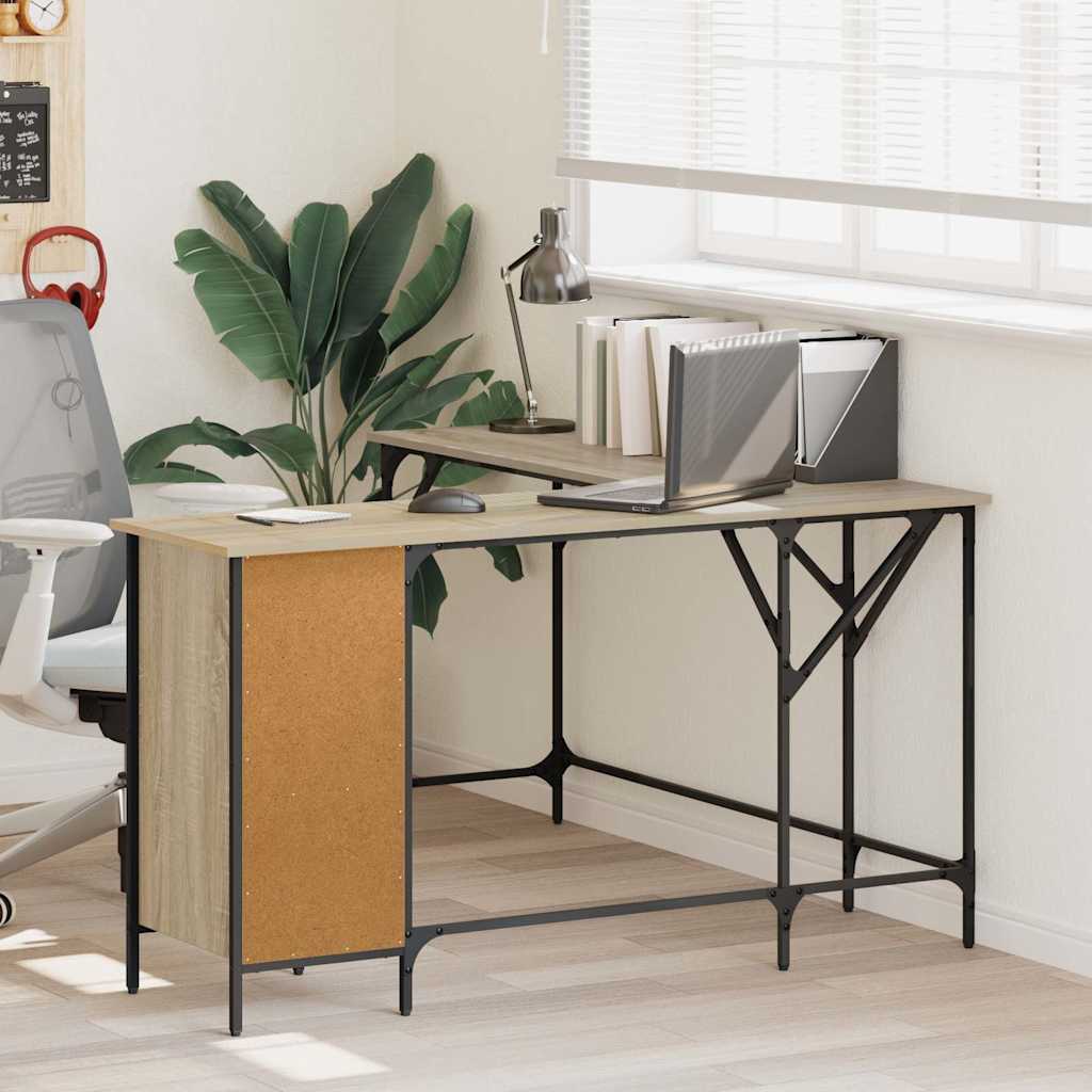 vidaXL Bureau 141x141x75 cm bewerkt hout zwart