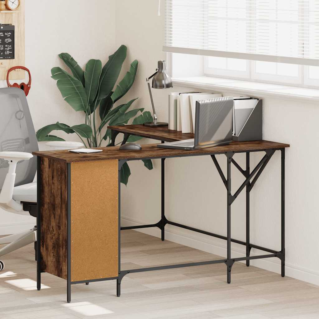 vidaXL Bureau 141x141x75 cm bewerkt hout zwart