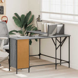 vidaXL Bureau 141x141x75 cm bewerkt hout zwart