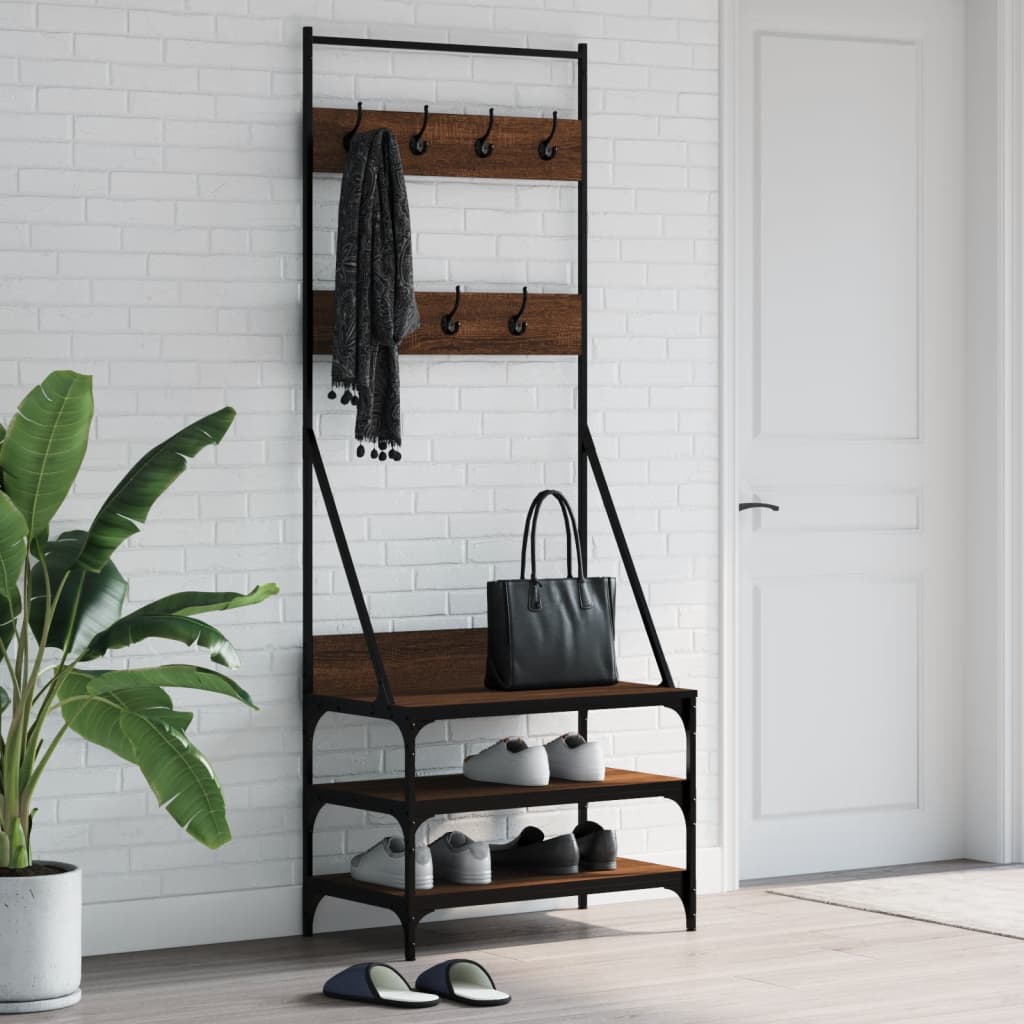 vidaXL Kledingrek met schoenenrek 70x40x184 cm zwart