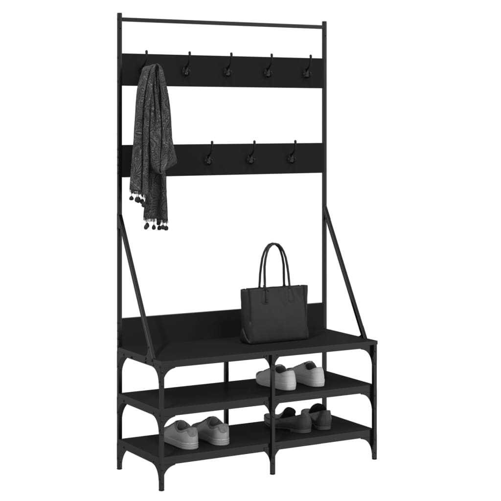 vidaXL Kledingrek met schoenenrek 70x40x184 cm zwart