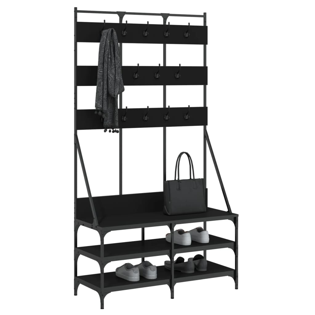 vidaXL Clothes Rack with Shoe Rack 100x40x184 cm Black