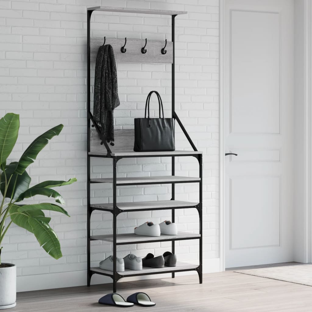 vidaXL Kledingrek met schoenenrek 70x34x184 cm zwart