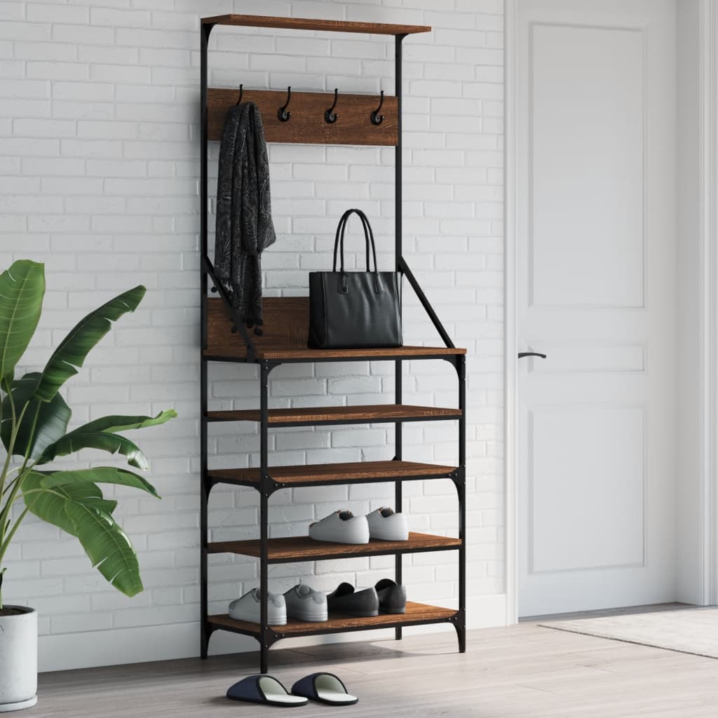 vidaXL Kledingrek met schoenenrek 70x34x184 cm zwart