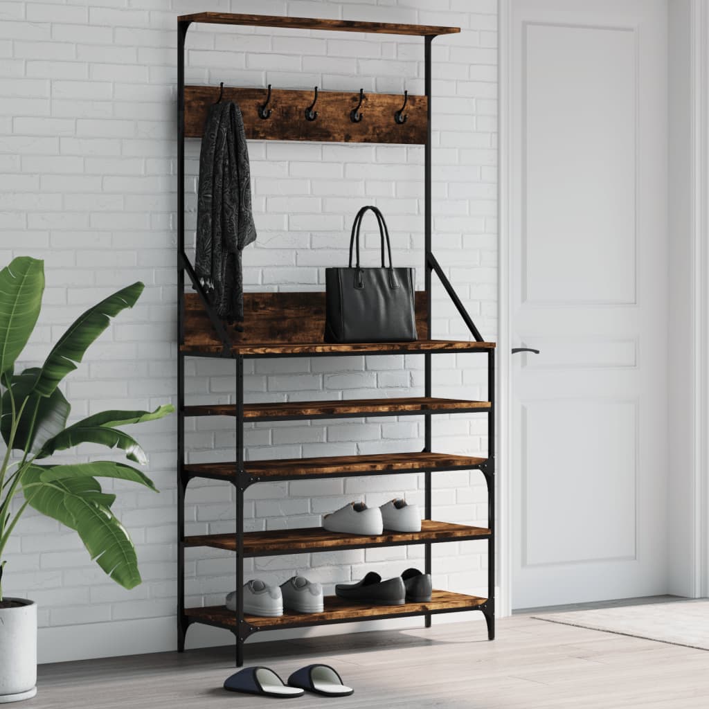 vidaXL Kledingrek met schoenenrek 70x34x184 cm zwart
