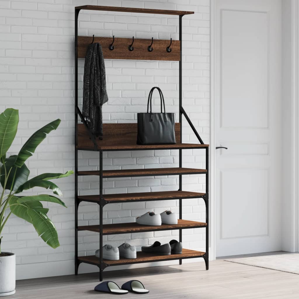 vidaXL Kledingrek met schoenenrek 70x34x184 cm zwart