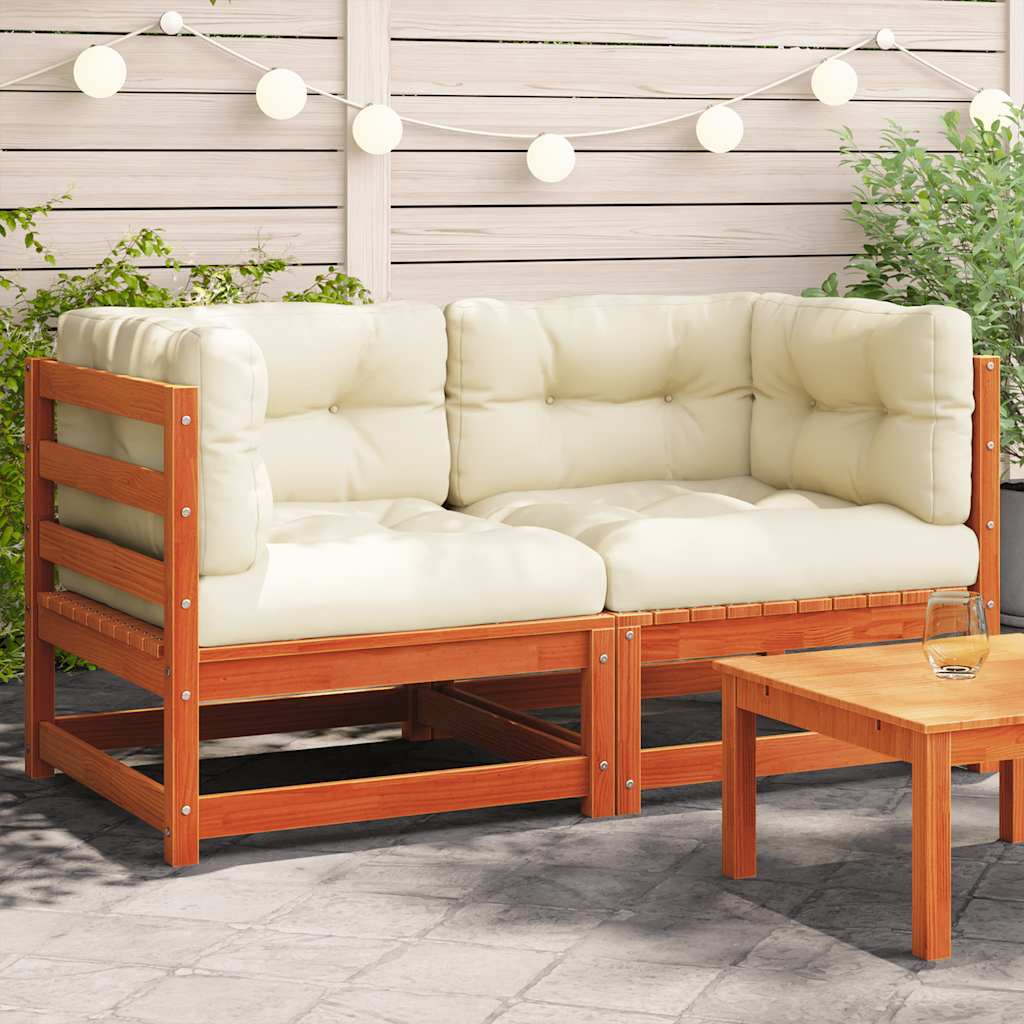 vidaXL Tuinbank 2-zits met kussens massief grenenhout