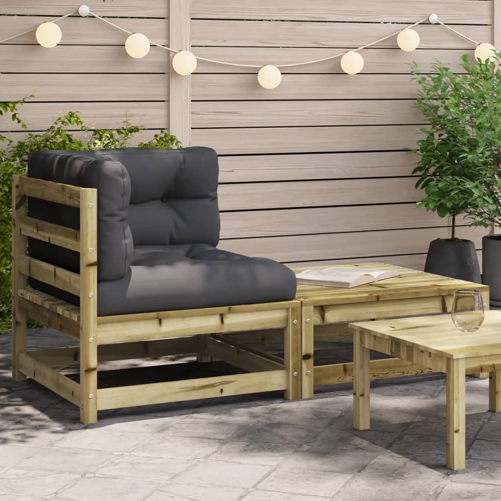 vidaXL Garden Corner Sofa with Cushions and Ottoman