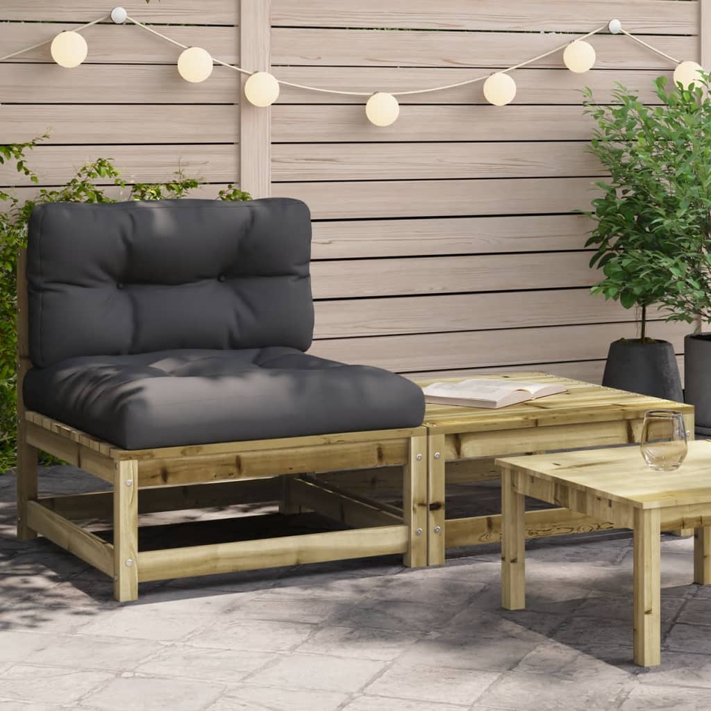 vidaXL Garden Corner Sofa with Cushions and Ottoman